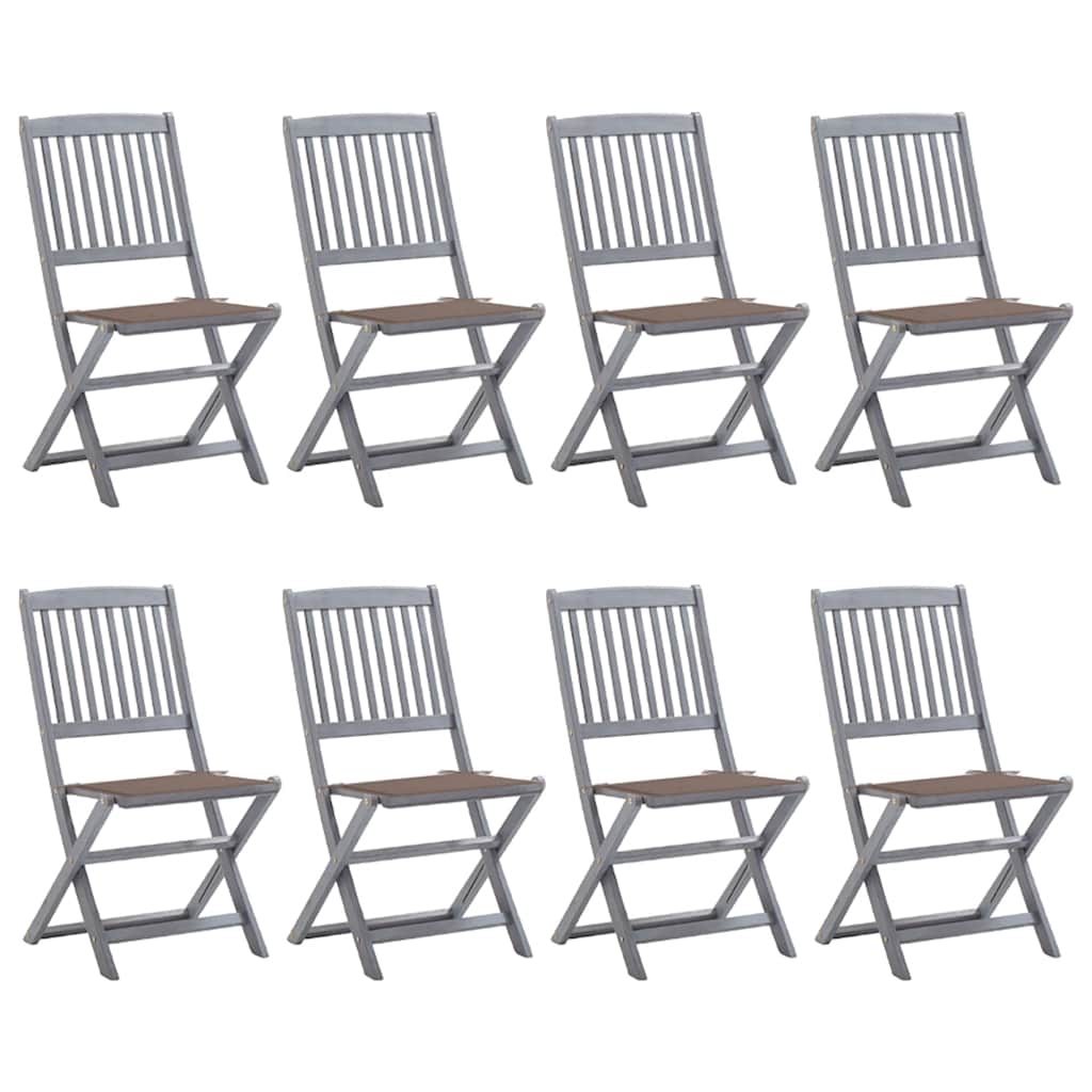 vidaXL Garden Chairs 2 pcs foldable with cushions solid acacia wood