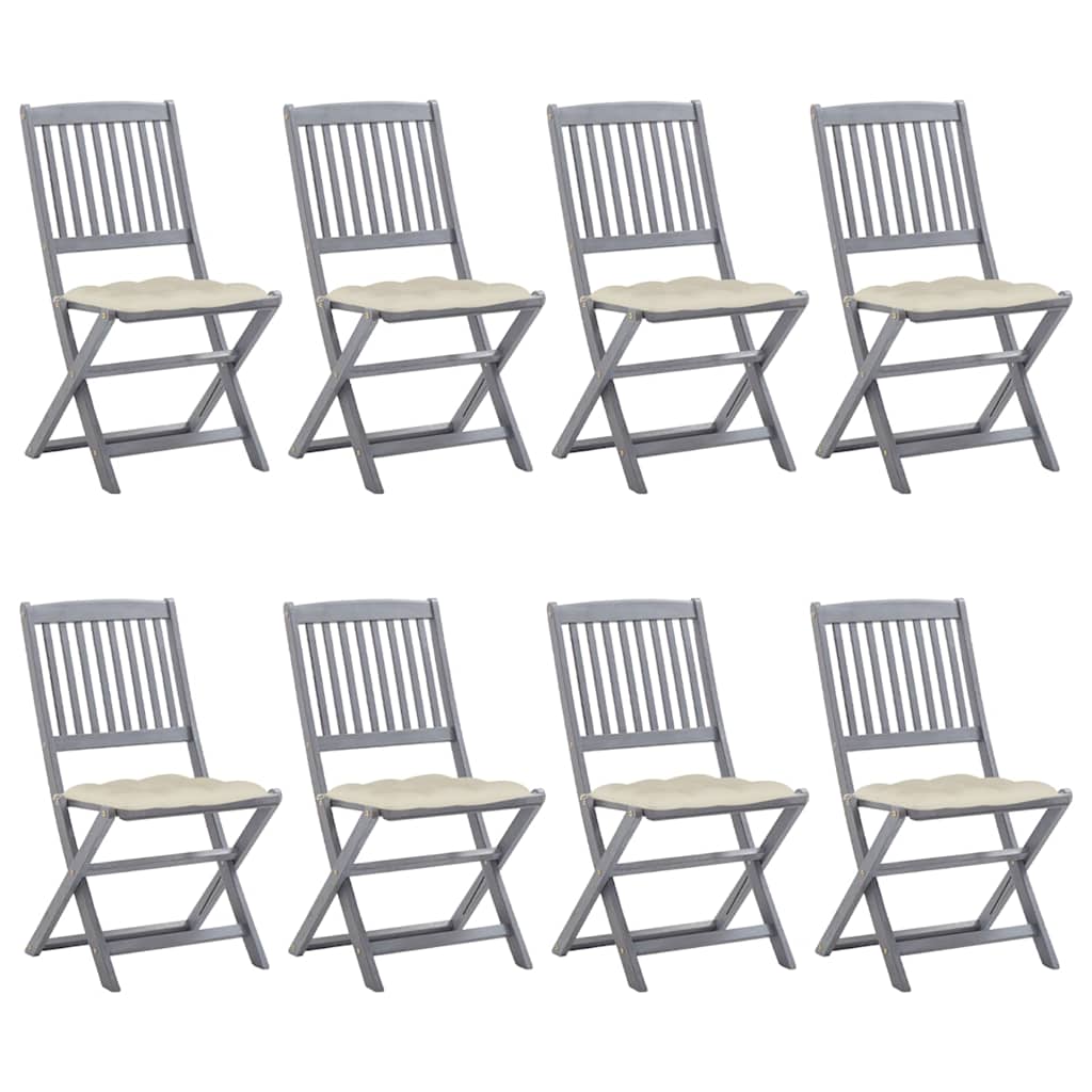 vidaXL Tuinstoelen 2 st inklapbaar met kussens massief acaciahout