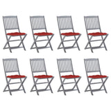 vidaXL Tuinstoelen 2 st inklapbaar met kussens massief acaciahout