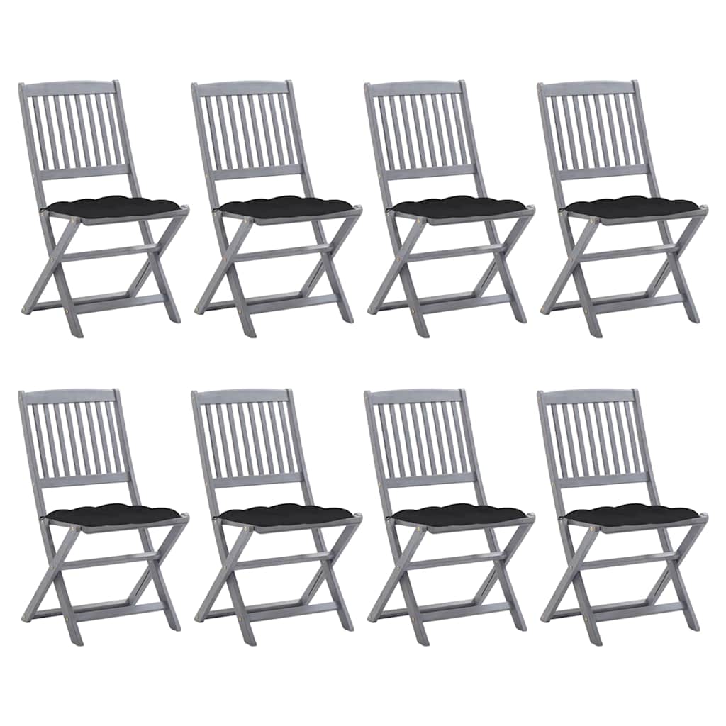 vidaXL Tuinstoelen 2 st inklapbaar met kussens massief acaciahout