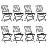 vidaXL Tuinstoelen 2 st inklapbaar met kussens massief acaciahout