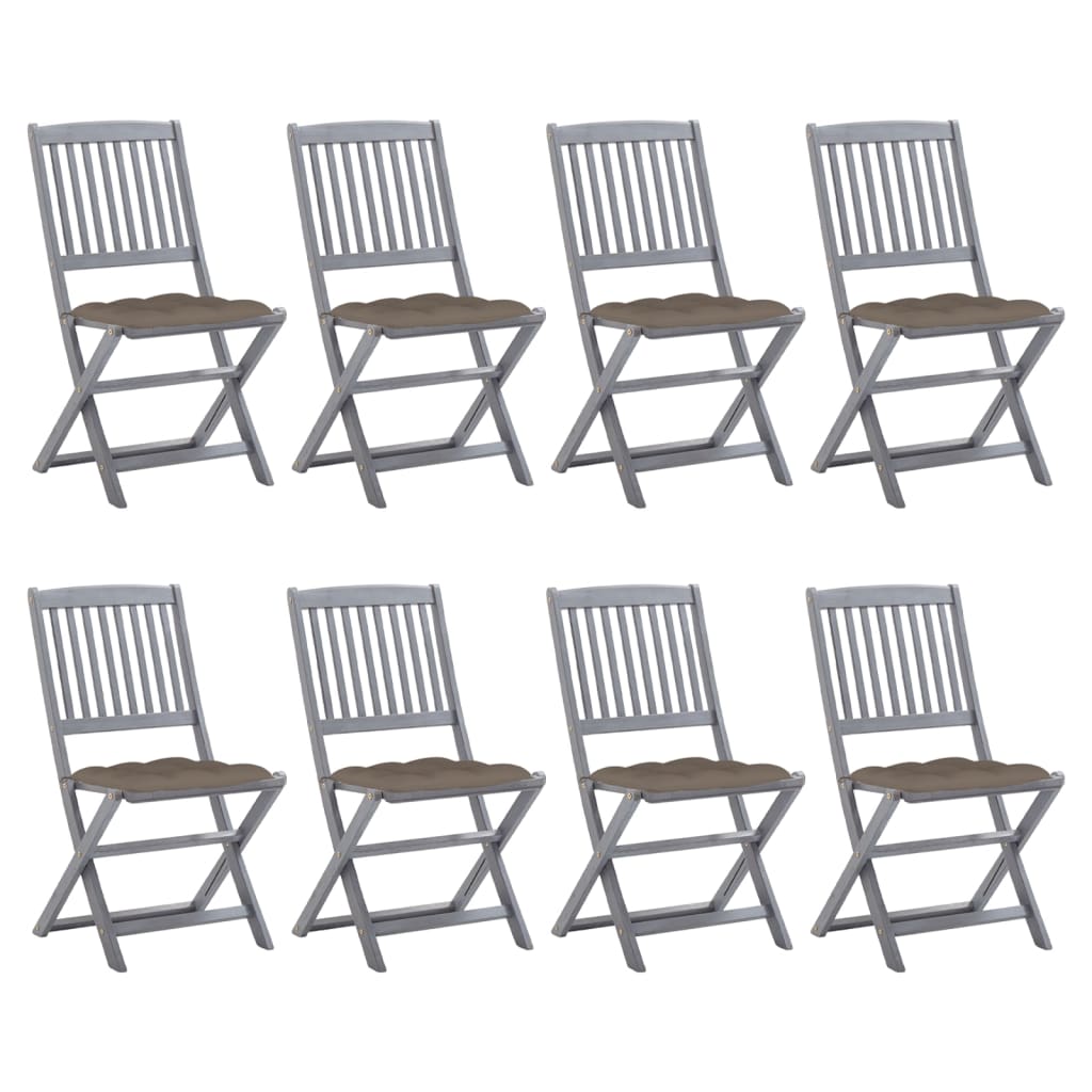 vidaXL Tuinstoelen 2 st inklapbaar met kussens massief acaciahout