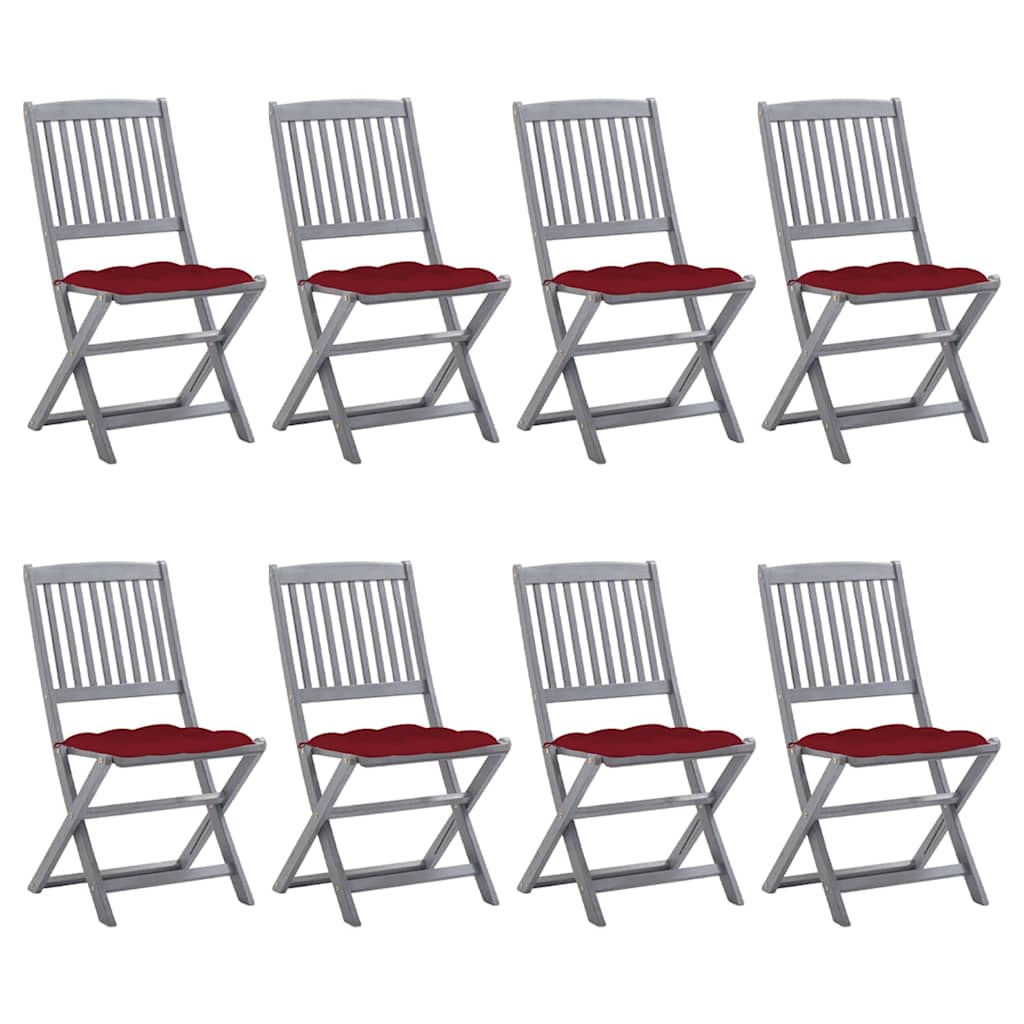 vidaXL Tuinstoelen 2 st inklapbaar met kussens massief acaciahout