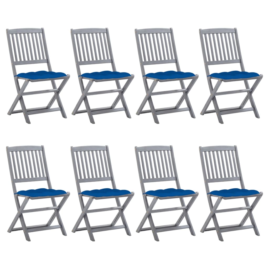 vidaXL Tuinstoelen 2 st inklapbaar met kussens massief acaciahout