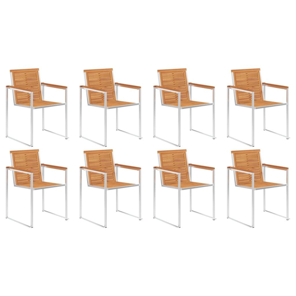 vidaXL Garden chairs 4 pcs solid acacia wood and stainless steel