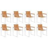vidaXL Garden chairs 4 pcs solid acacia wood and stainless steel