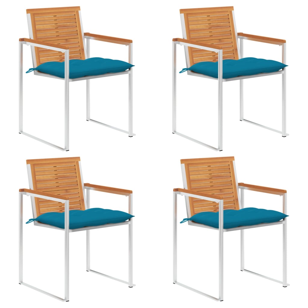 vidaXL Garden Chairs 2 pcs with cushions solid acacia wood and steel