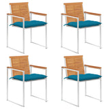 vidaXL Garden Chairs 2 pcs with cushions solid acacia wood and steel