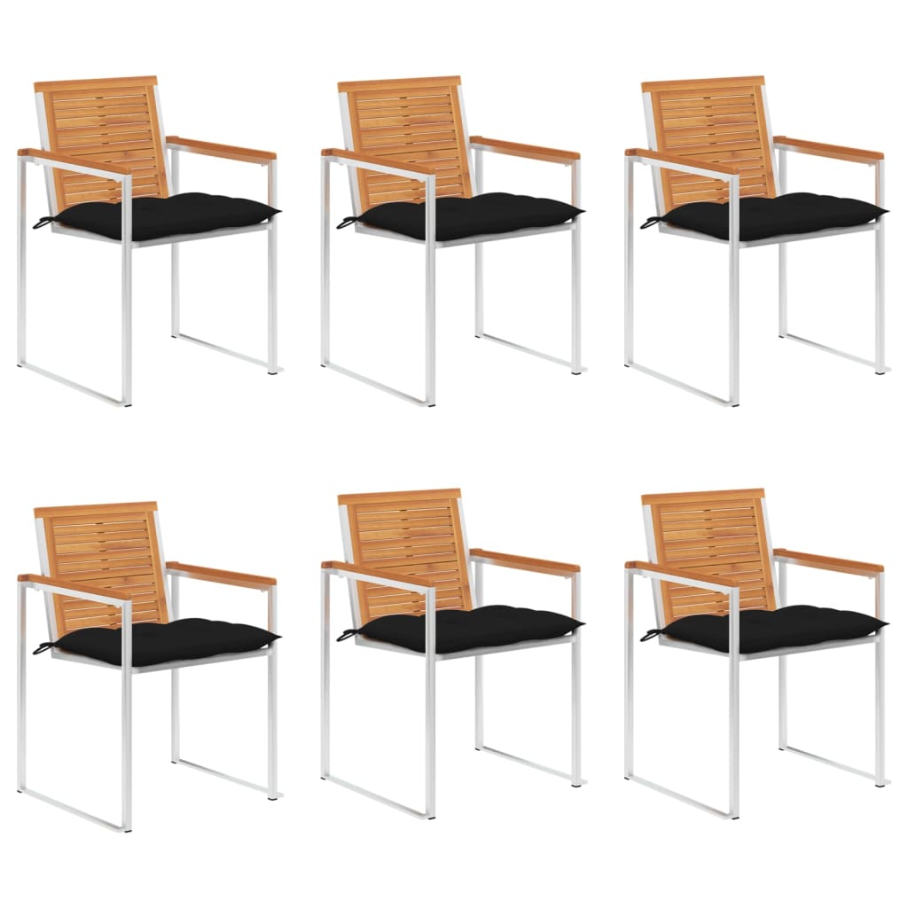 vidaXL Garden Chairs 2 pcs with cushions solid acacia wood and steel