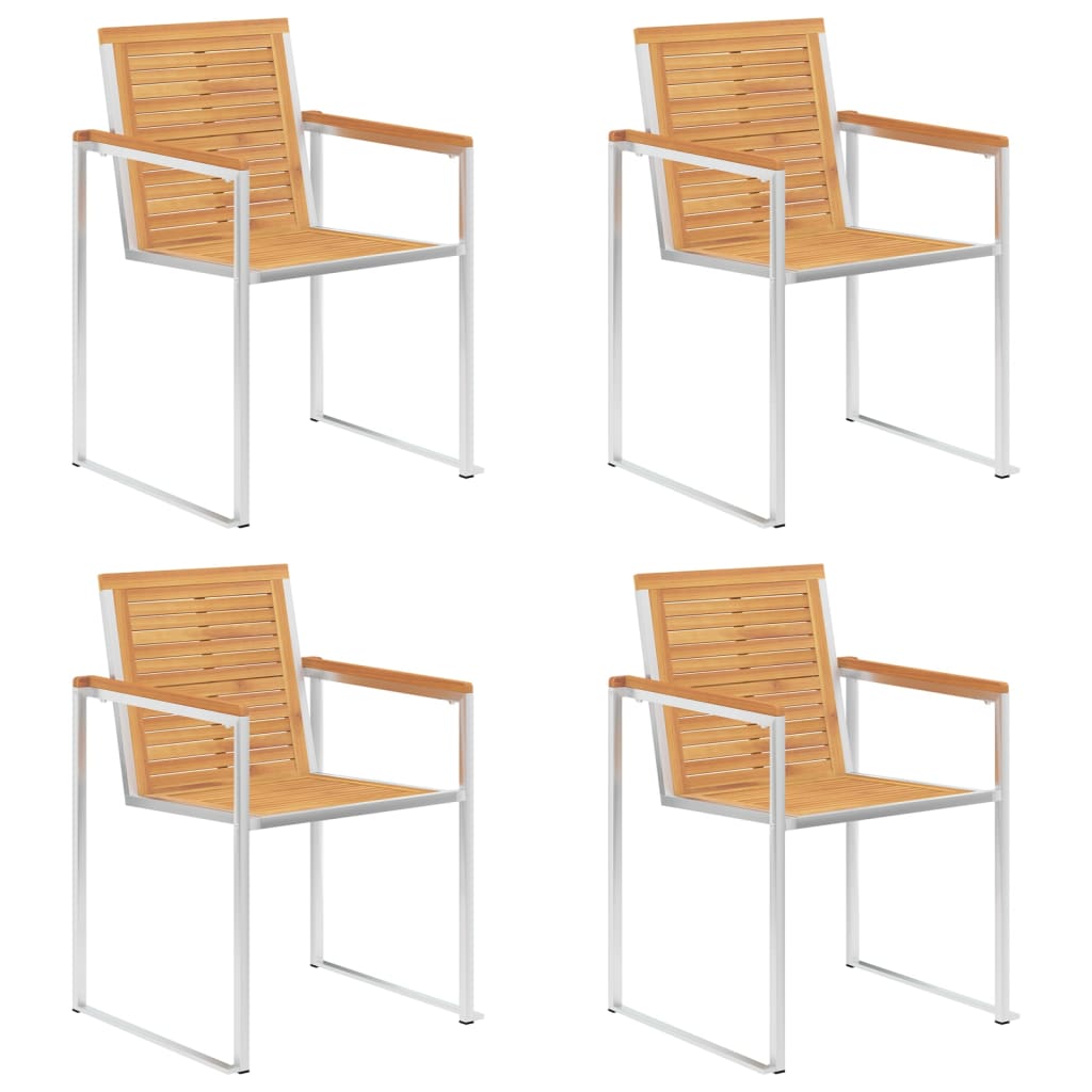 vidaXL Garden chairs 4 pcs solid acacia wood and stainless steel