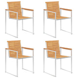 vidaXL Garden chairs 4 pcs solid acacia wood and stainless steel