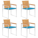 vidaXL Garden Chairs 2 pcs with cushions solid teak wood and steel