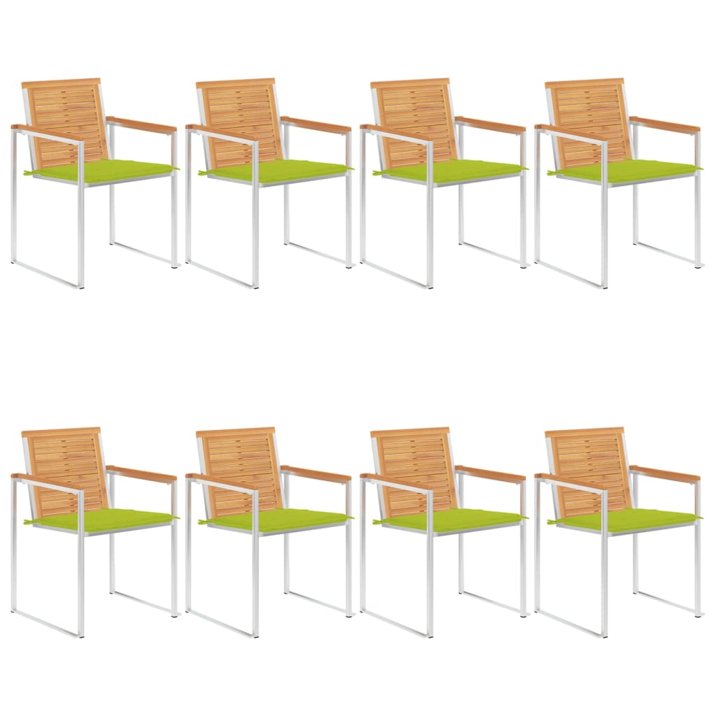 vidaXL Garden Chairs 2 pcs with cushions solid teak wood and steel