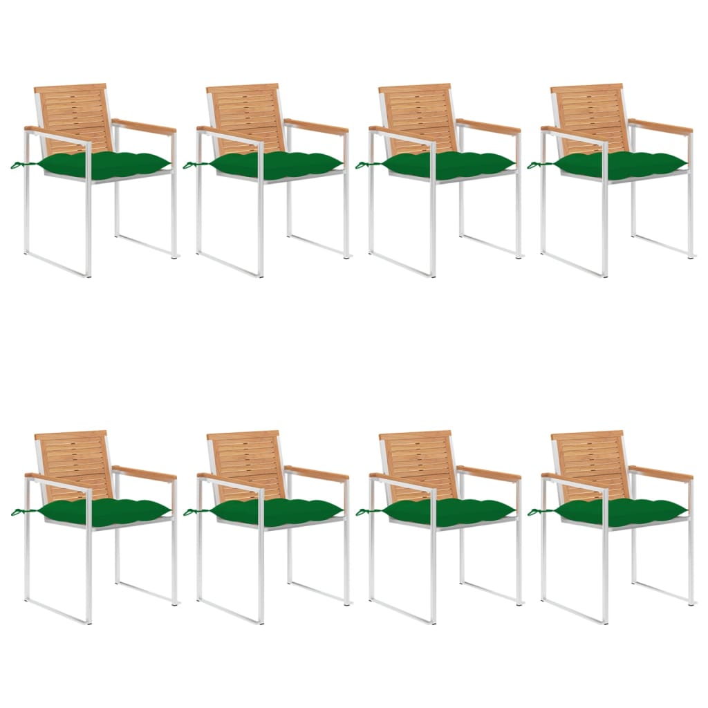 vidaXL Tuinstoelen 2 st met kussens massief teakhout en staal