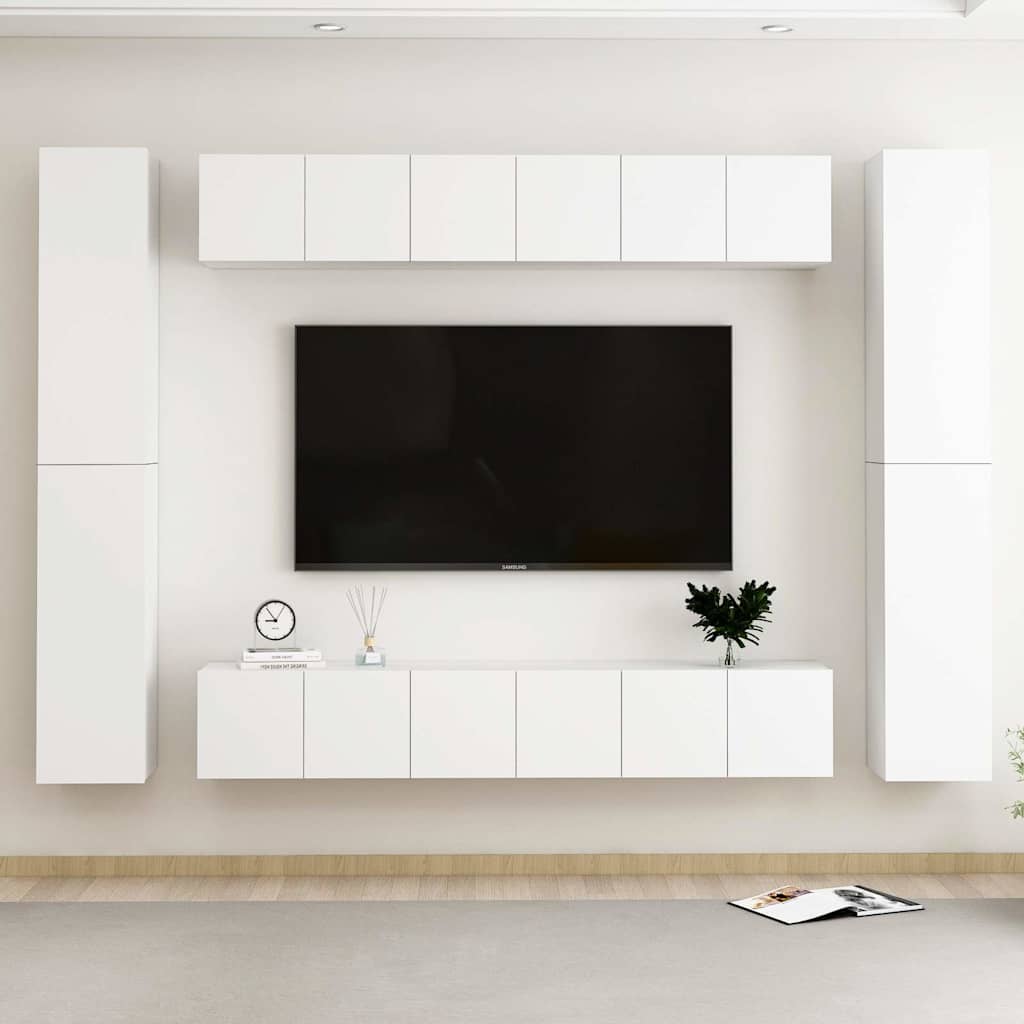 vidaXL 10-piece TV Cabinet Set Engineered Wood White