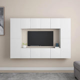 vidaXL 8-piece TV Cabinet Set Engineered Wood White