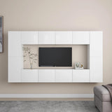 vidaXL 8-piece TV Cabinet Set Engineered Wood White