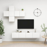 vidaXL 7-Piece TV Cabinet Set Engineered Wood White