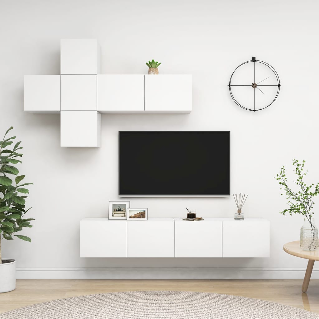 vidaXL 7-Piece TV Cabinet Set Engineered Wood White