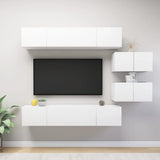vidaXL 6-Piece TV Cabinet Set Chipboard White