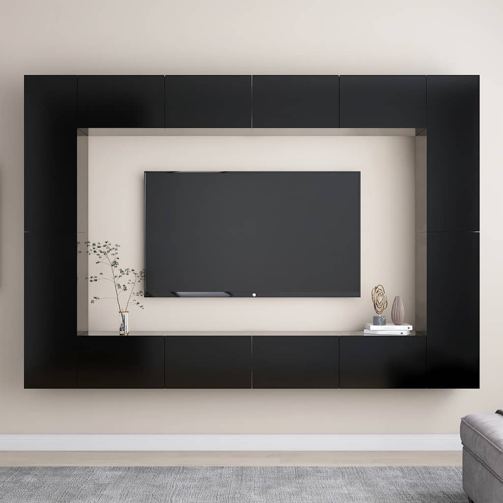 vidaXL 8-piece TV Cabinet Set Engineered Wood White