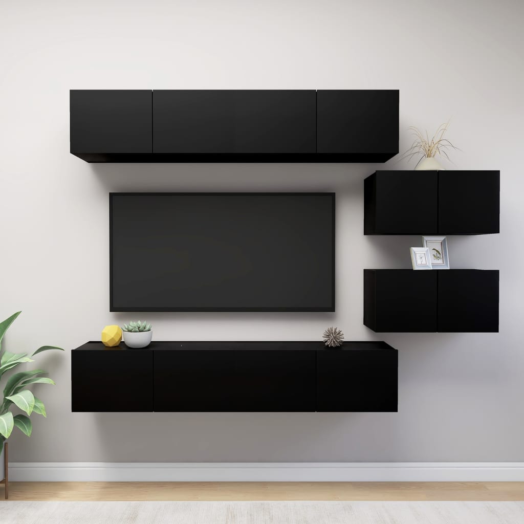 vidaXL 6-Piece TV Cabinet Set Chipboard White
