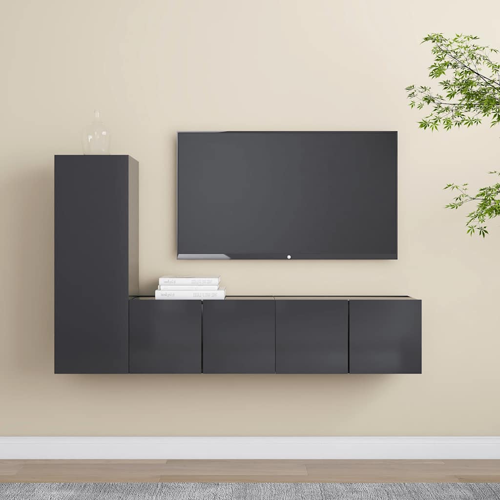 vidaXL 3-Piece TV Cabinet Set Engineered Wood White