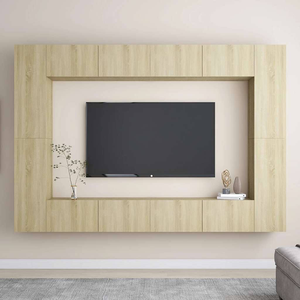 vidaXL 8-piece TV Cabinet Set Engineered Wood White
