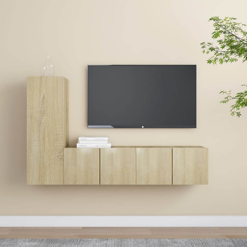 vidaXL 3-Piece TV Cabinet Set Engineered Wood White