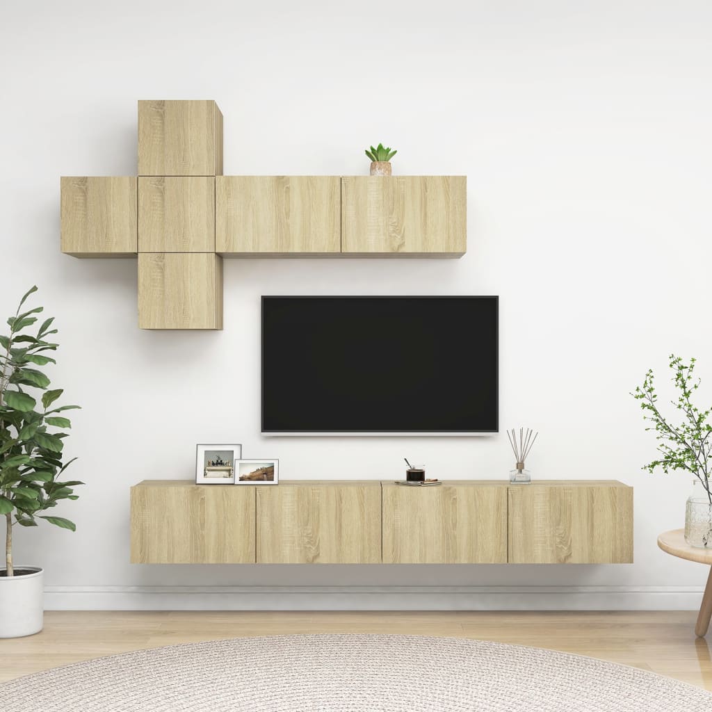 vidaXL 7-Piece TV Cabinet Set Engineered Wood White