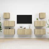vidaXL 7-delige Tv-meubelset bewerkt hout wit