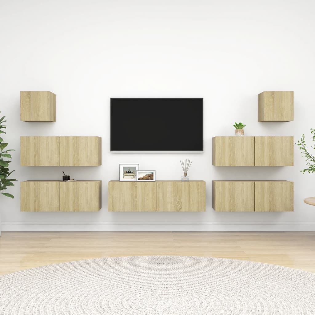 vidaXL 7-delige Tv-meubelset bewerkt hout wit