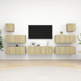 vidaXL 7-delige Tv-meubelset bewerkt hout wit