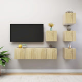 vidaXL 6-Piece TV Cabinet Set Engineered Wood White
