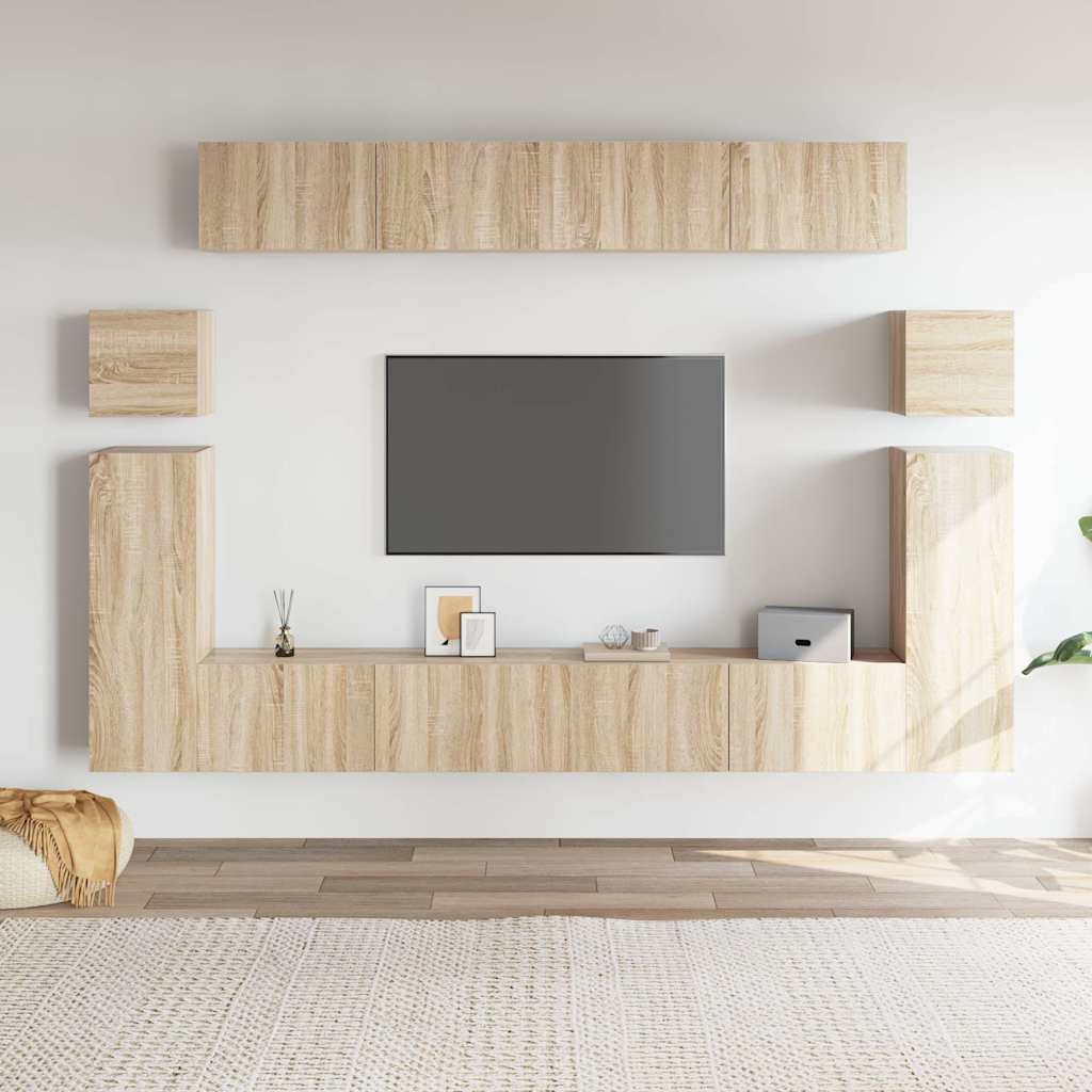 vidaXL 8-delige Tv-meubelset bewerkt hout wit