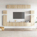 vidaXL 8-delige Tv-meubelset bewerkt hout wit