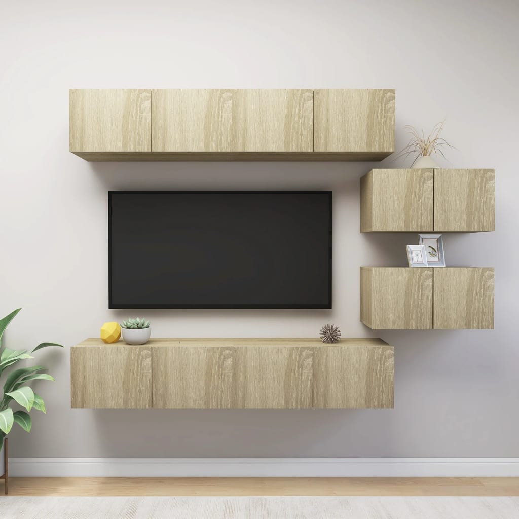 vidaXL 6-Piece TV Cabinet Set Chipboard White