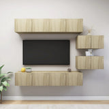 vidaXL 6-Piece TV Cabinet Set Chipboard White