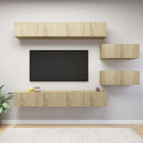 vidaXL 6-Piece TV Cabinet Set Chipboard White