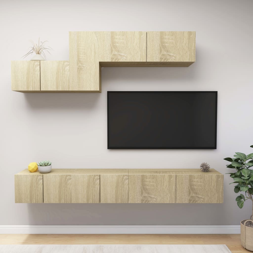 vidaXL 7-Piece TV Cabinet Set Engineered Wood White
