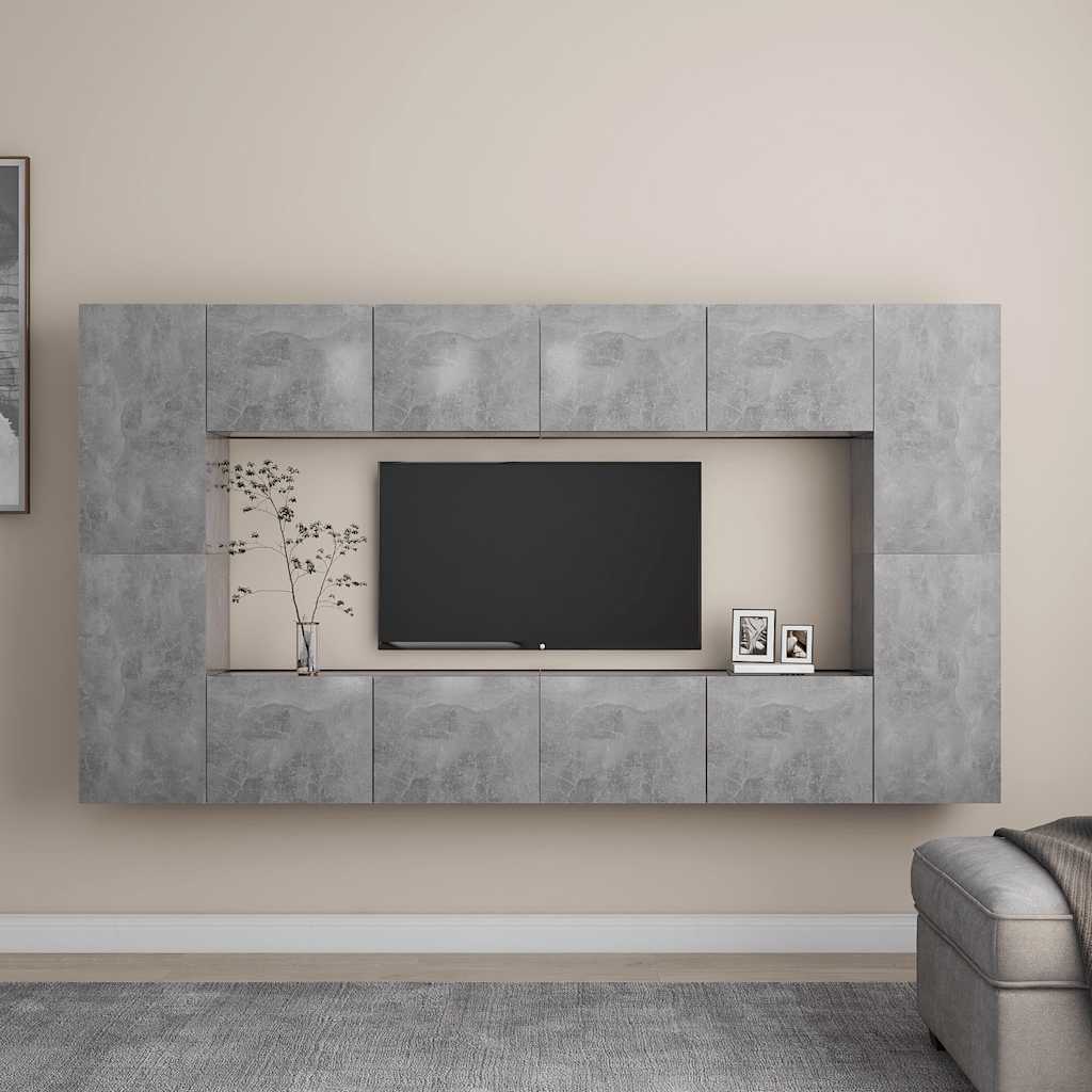 vidaXL 8-piece TV Cabinet Set Engineered Wood White