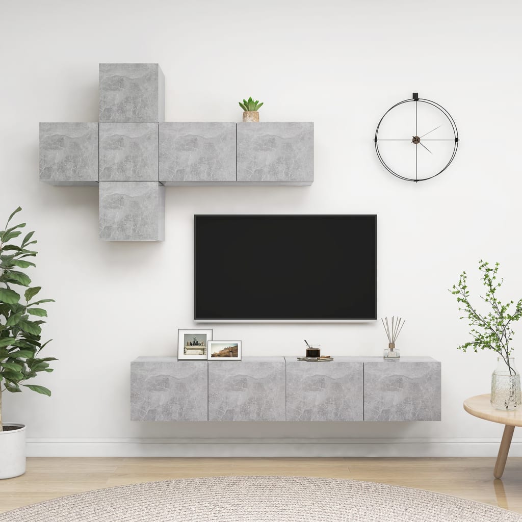 vidaXL 7-Piece TV Cabinet Set Engineered Wood White