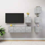 vidaXL 6-Piece TV Cabinet Set Engineered Wood White