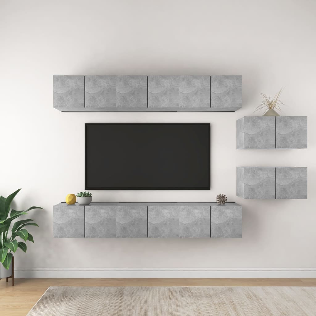 vidaXL 6-Piece TV Cabinet Set Chipboard White