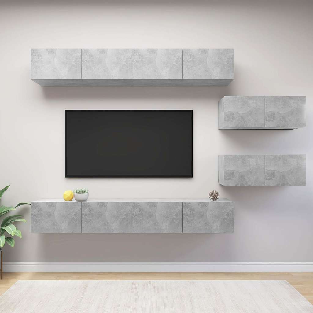 vidaXL 6-Piece TV Cabinet Set Chipboard White