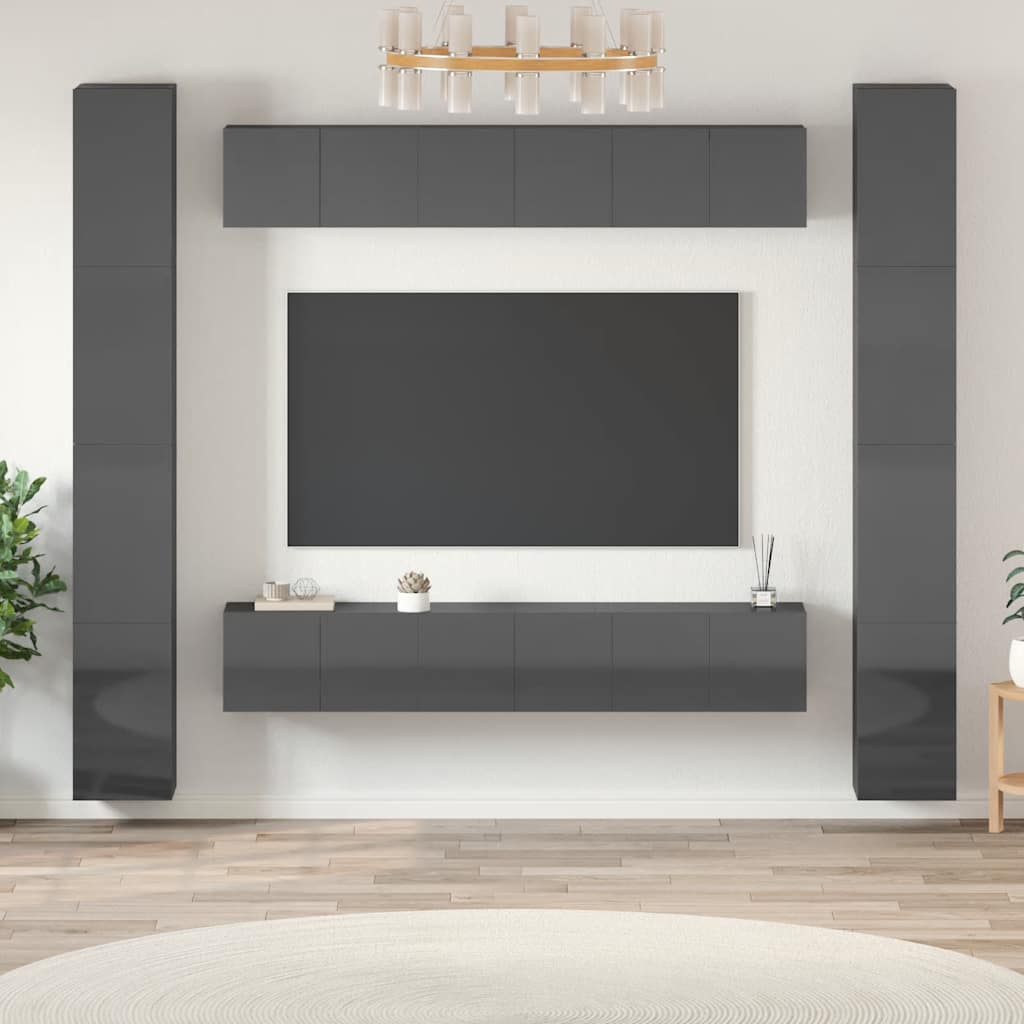 vidaXL 10-piece TV Cabinet Set Engineered Wood White