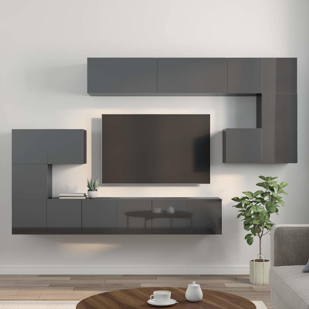 vidaXL 8-delige Tv-meubelset bewerkt hout wit