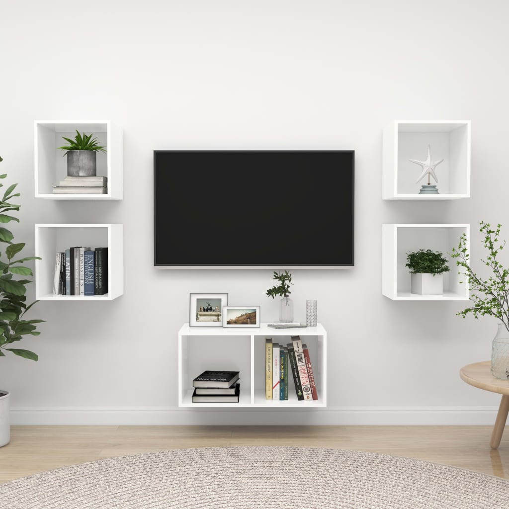 vidaXL 5-delige Tv-meubelset bewerkt hout grijs