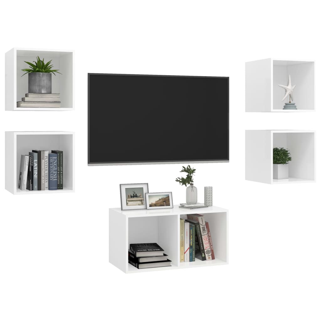 vidaXL 5-delige Tv-meubelset bewerkt hout grijs