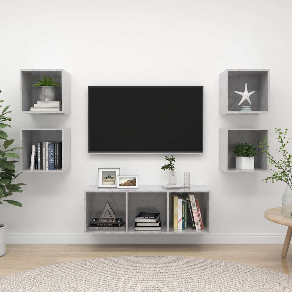 vidaXL 5-delige Tv-meubelset bewerkt hout wit